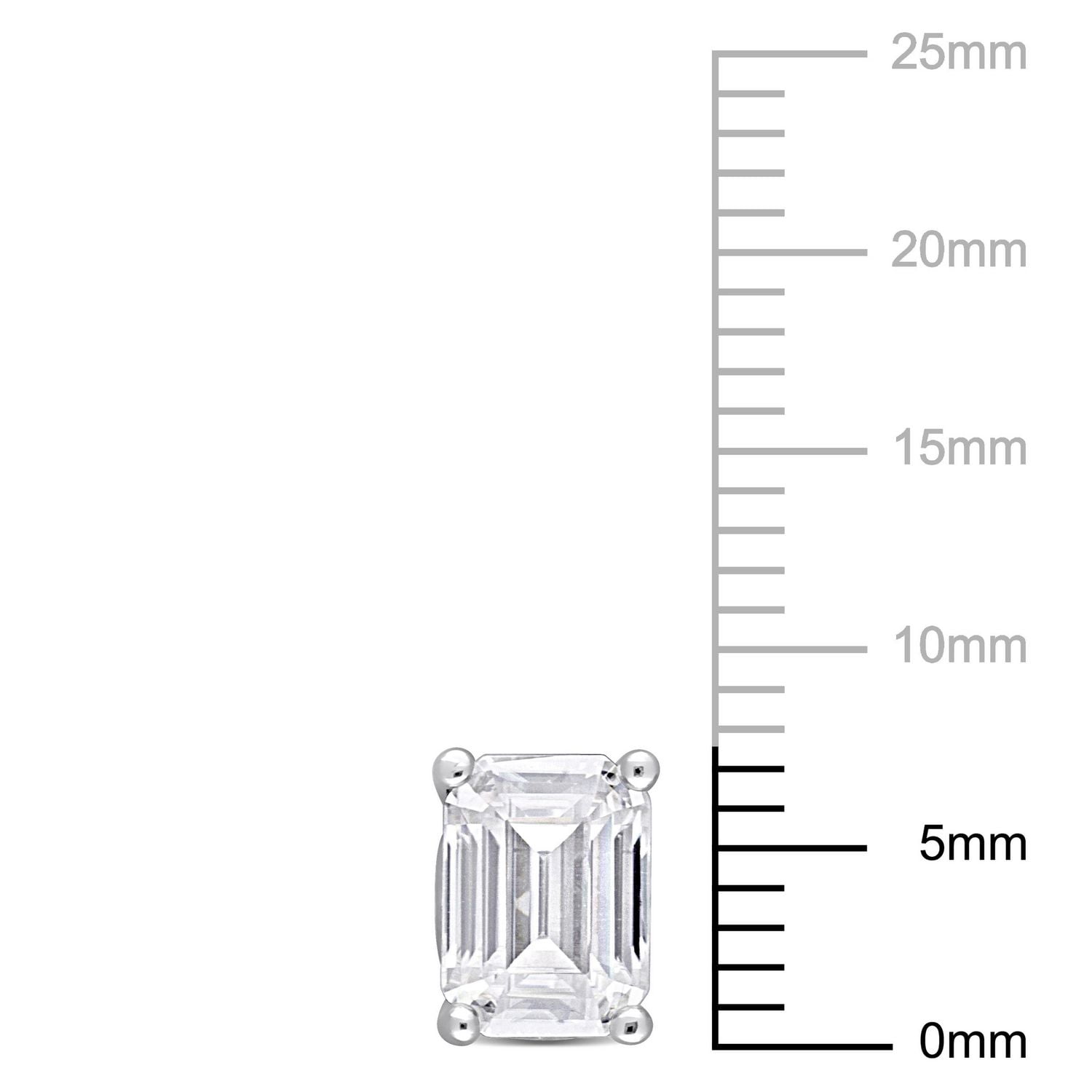 Boucles d'oreilles Miabella à Solitaire Moissanite de coupe-émeraude en Argent Sterling