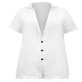 thumbnail image 3 of MesaSe Women Summer Short Sleeve Jumpsuits Shorts V Neck Button-Down Rompers, 3 of 6