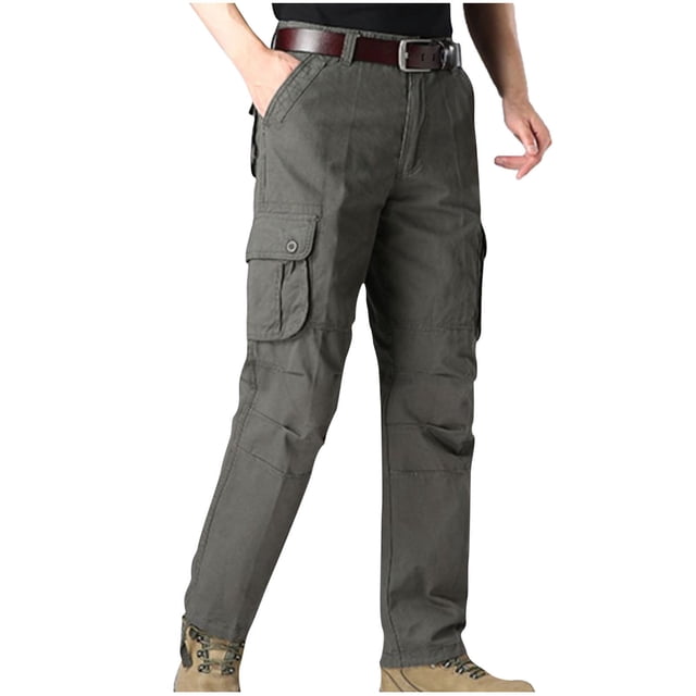 Birdeem Mens Outdoors Thick Straight-Leg Pants Mountain Climbing Multi-Pocket Overalls Trousers