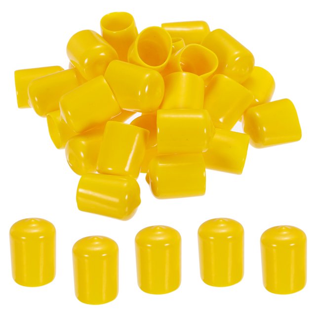 Unique Bargains 50 Pcs Capuchons d'Extrémité en Caoutchouc 19mm Couvre-Vis en PVC Vinyle Protecteur de Filetage de Vis Capuchons Ronds pour Tablette en Fil Jaune