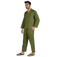 thumbnail image 3 of Inkmeso Ensemble de Pyjama Classique Uni en Coton, Pyjama Boutonné pour Hommes, 2 Pcs, Tenue de Nuit, 3 of 7