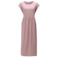thumbnail image 3 of Birdeem Robe Longue Maxi Sans Manches à Col Rond pour Femmes, en Lin, Ample et Grand, Style Caftan, avec Poches, 3 of 8