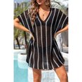 thumbnail image 3 of Tignapoo Robe de Plage en Tricot Ajouré d'Été 2024 avec Bikini, Coupe Ample, à Blocs de Couleur, Noir, 3 of 6