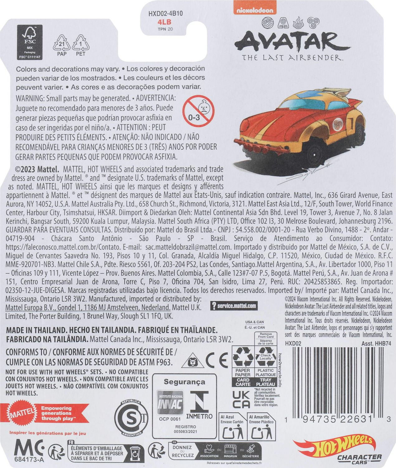 Hot Wheels Character Cars Véhicule sous licence, 3ans et collect.