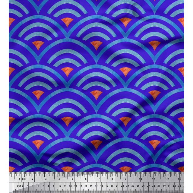 Soimoi Rayon Crepe Fabric Scales Geometric Print Fabric by Yard 46 Inch Wide