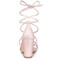 thumbnail image 4 of BLISSFUL STEP Women's Open Toe Strappy Lace Up Block Heel Sandals, 4 of 7