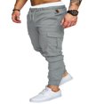 thumbnail image 5 of Men Solid Color Cargo Trousers  Loose Fit Drawstring Waist Long Pants, 5 of 5