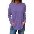 thumbnail image 1 of FAIWAD Women's Spring Long Sleeve Tunic Tops Round Neck Plus Size Solid Color Loose Pullover Tops, 1 of 3