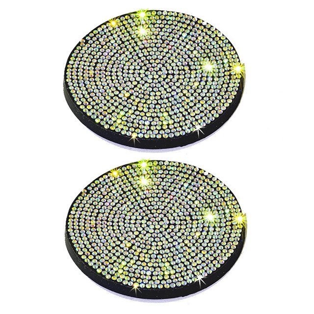 yingyy Pack de 2 PVC en Plastique Voiture Tasse Titulaire Mat Portable Imperméable Lavable Anti-Dérapant Strass Accessoires Colorés 1Set