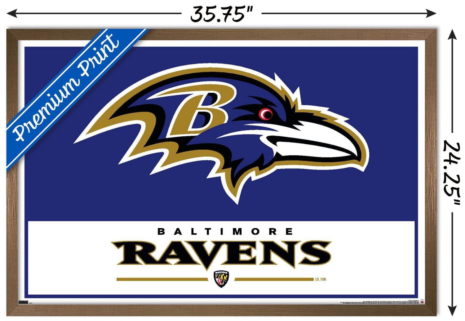 NFL Baltimore Ravens - Logo 21 Wall Poster, 22.375" x 34" Framed