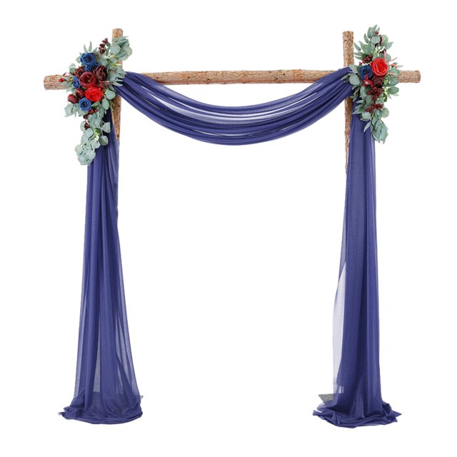 fastboy 2pcs/set Wedding Arch Drape Elegant Chiffon Fabric Draping Curtain For Courtyard Wedding For Wedding Dark blue