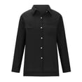 thumbnail image 3 of QIPOPIQ Chemise en Bambou Coton Lin Col en V Boutonnée Manches Longues/en Rouleau Blouse de Travail Décontractée à Col en Solde, 3 of 5