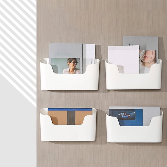 Seyotauo Wall Mounted Storage Box,Punch Free Adhesive Cabinet Door Organizer with Hooks,Plastic Multipurpose Bathroom Kitchen Countertop Wall Shelf for Home Office Vanity Makeup Supplies Organization