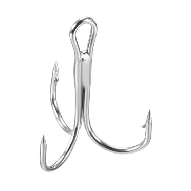 Unique Bargains 4# Treble Fish Hooks, 50 Pack 0.91' L Carbon Steel Sharp Round Bend Hook Triple Barbed Hook for Freshwater Saltwater, White