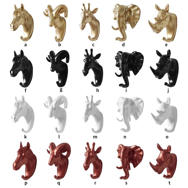VONKY Crochet Mural Tête d'Animal 3D en Résine pour Manteau Chapeau Support Robuste Décoration Maison Type 6