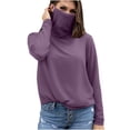 thumbnail image 3 of BiZtdJrK Womens Sun Protection Going Out Shirts with Face Mask Summer Breathable Long Sleeve Sunshirt Rash Guard Beach Tops Purple L Ropa de Verano Para Mujer, 3 of 7