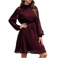 thumbnail image 2 of TopLLC Longues Robe à Manches à Col Rond Femme Mode Robe à Taille Ajustée Robe à Manches Longues Robe de Couleur Unie Robe Femme, 2 of 5