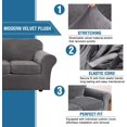 thumbnail image 3 of Modern Velvet Plush 4 Piece High Stretch Sofa Slipcover Furniture Protector Form Fit Luxury Thick Sofa Cover, Machine Washable, 3 of 6
