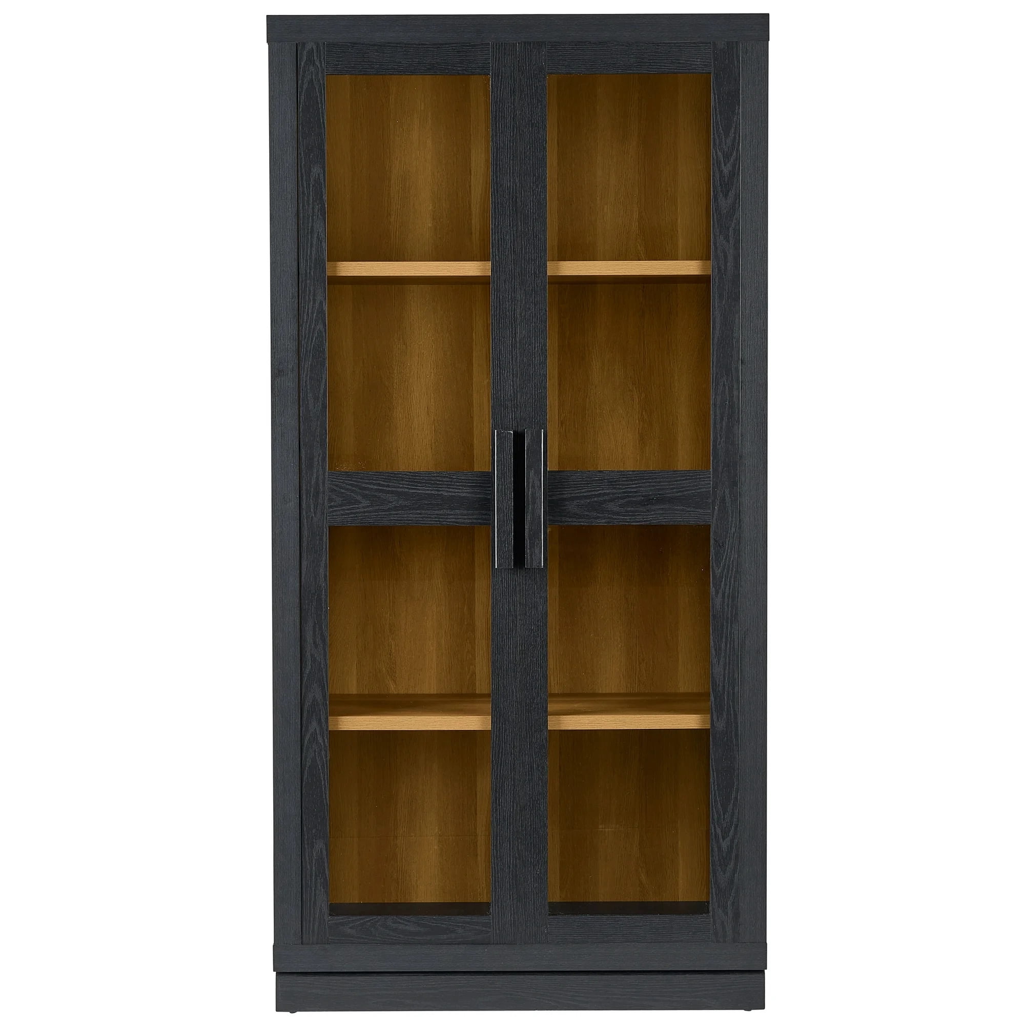 Better Homes & Gardens Ezra Glass Door Storage Accent Cabinet, Rich Black Finish