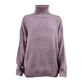 thumbnail image 4 of VgaVtl Ladies Sweaters Chunky Long Sleeve High Neck Womens Fall Sweaters Loose Solid Color Purple Thick Knit Sweaters, 4 of 5