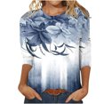 thumbnail image 1 of Pompotops T-shirt Ample Imprimé Mode Femme Manches 3/4 Mi-Longueur Col Rond Décontracté en Liquidation, 1 of 5