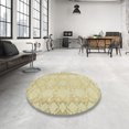 thumbnail image 3 of Ahgly Company Indoor Round Abstract Brown Gold Oriental Area Rugs, 3' Round, 3 of 6