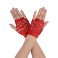 thumbnail image 1 of Unique Bargains Gants Résille Sans Doigts à Trou pour le Pouce pour Femmes Longueur Coude Rouges Courts-1 Paire, 1 of 5