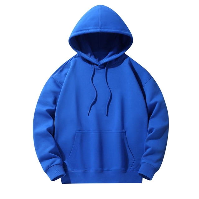 Yuyuzo Mens Hoodies Solid Color Long Sleeve Fashion Pullover Tops Drawstring Sweatshirt with Pocket