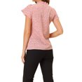 thumbnail image 3 of INSPIRE CHIC Women's Summer Dots Print Ruffle Stand Collar Button Down Blouse Shirts S Pink, 3 of 6