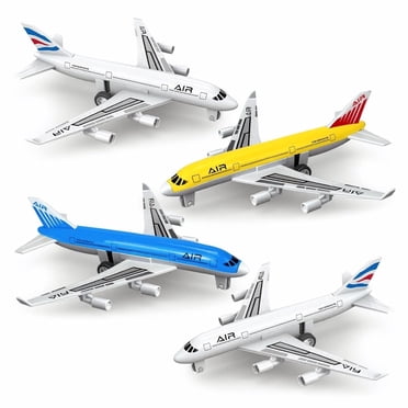 AUTERCO Jouets d'Avion pour Garçons et Filles de 3 à 6 Ans, Ensemble de 4 Maquettes d'Avion en Métal Moulé sous Pression et Plastique à Rétrofriction, Jouets d'Avion de Jeu pour Tout-Petits, Cadeaux d'Anniversaire