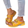 thumbnail image 3 of Kcodviy Women Summer Solid Color Comfy Sandals for Women Buckle Strap Casual Open Sparkly Sandals for Women Toe Wedges Soft Bottom Sandals with Rhinestones for Women Breathable Slippers Shoes Sandal, 3 of 5