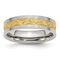 thumbnail image 1 of Bague en Acier Inoxydable Jaune Rainuré pour Femmes 6mm Bande Brossée Taille 7.5, 1 of 6