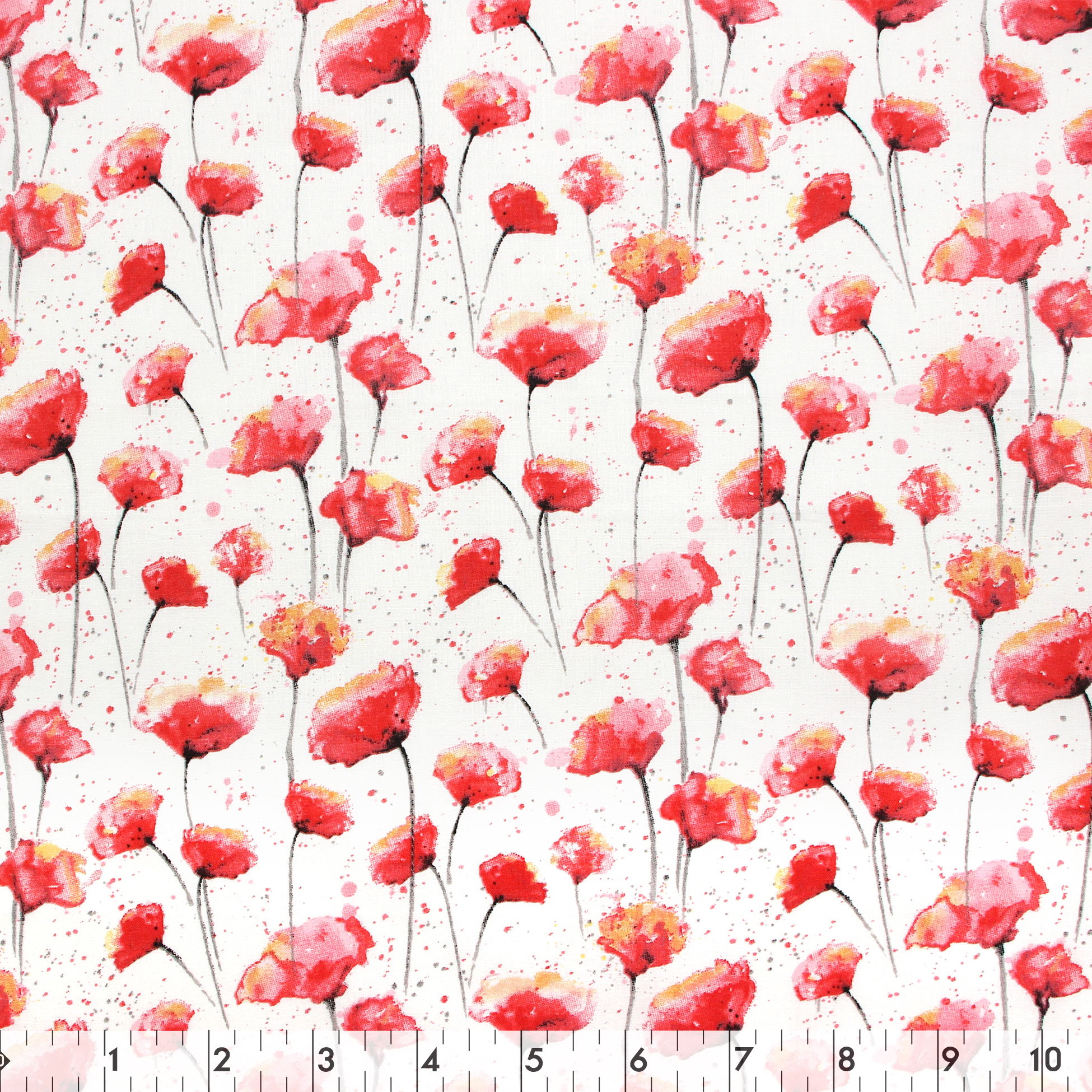 FABRIC CREATIONS rouge aquarelle Poppies coupon fat quarter 45.7 × 53.3 cm (18 × 21 po), blanc