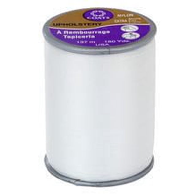 C&C Nylon Upholstery 150Yds spool of white 100% nylon upholstery thread by Coats & Clark, designed for indoor and outdoor furniture upholstery, travel goods, and sports equipment sewing projects.