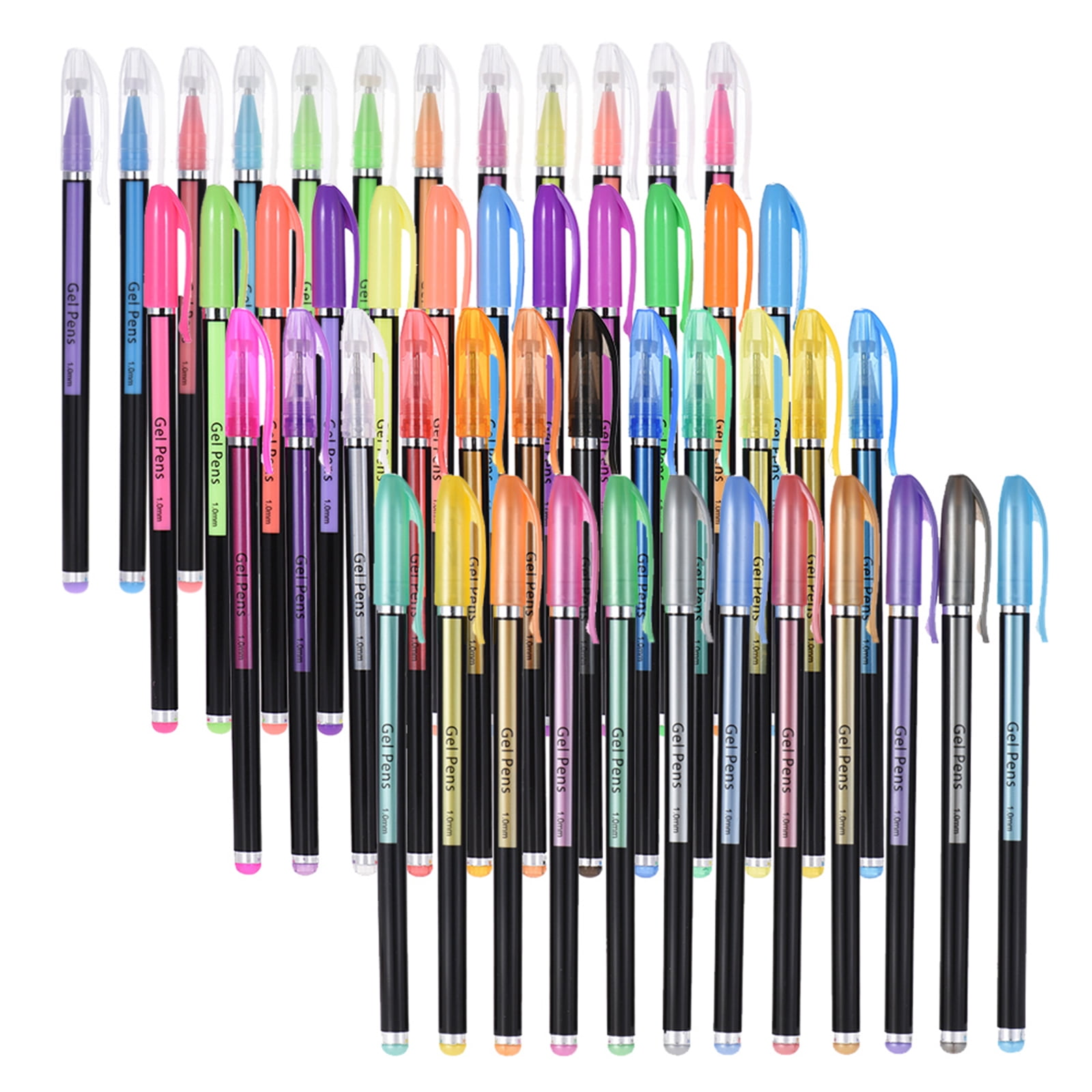Graflsoa 48-Piece Multicolor Pen Set with Metallic, Pastel, Glitter & Fluorescent Inks for Art, Sketching & Coloring Projects