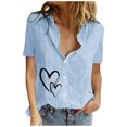 thumbnail image 1 of EQWLJWE Chemises pour Femmes Liquidation Femmes Manches Courtes Décontracté Femmes Imprimé Manches Courtes Ample Bouton Col Rabattu Chemise Blouse Unie, 1 of 6