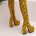 thumbnail image 4 of Cameland Patchwork Serpentine Platform Ultra High Heel Winter Ladies Over The Knee Boots, 4 of 5