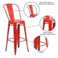 thumbnail image 2 of 30'' High Red Metal Indoor-Outdoor Barstool with Back, 2 of 9