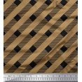 thumbnail image 1 of Soimoi Brown Poly Georgette Fabric Diagonal Stripe Print Fabric by the Yard 52 Inch Wide, 1 of 5