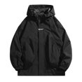 thumbnail image 2 of RXIRUCGD Men's Stitching Drawstring Hooded Slim Fashion Jacket Coat Outwear, Black, Size: S, 2 of 9