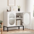 thumbnail image 4 of Buffet Armoire Armoire de Rangement en Rotin avec Portes et Tablettes Armoire d'Accent Buffet Console en Bois avec Rangement Armoire d'Entrée, 4 of 9