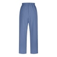 thumbnail image 3 of Womens Casual Linen Pants Straight Leg Drawstring Elastic High Waist Loose Comfy Trousers with Pockets, 3 of 5