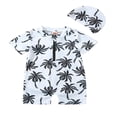 thumbnail image 1 of Infant Baby Boy Swimsuit with Hat Coconut Tree Short Sleeve  Neck Half Zipper One Piece Bathing Suit, 1 of 6