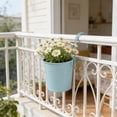 thumbnail image 4 of 4 Inch Railing Planter for Outdoor Plants - Small Balcony Hanging Flower Pots with Detachable Hooks and Drain Holes Metal Oval Bucket Rail Box Fence Planters for Home Garden Decor, Multicolor, 4 of 7