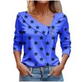 thumbnail image 1 of FAIWAD Hauts Tendance pour Femmes à Col en V, Chemises à Manches Longues Boutonnées, Imprimé d'Étoiles, Tunique Ajustée Décontractée, 1 of 3