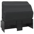 thumbnail image 3 of vidaXL 3-Seater Garden Sofa with Roof and Footstool Black Poly Rattan, 3 of 5