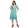 thumbnail image 4 of Moomaya Robe Midi Unie pour Femmes, Kurta de Soirée Décontractée avec Dentelle, Tenue d'Été, 4 of 6