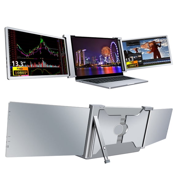 Screen 13.3" Laptop Screen Extender 1080P FHD Portable Triple Monitor for Laptop Folding Monitor Extender with Flexible Kickstand Carrying Bag