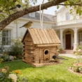 thumbnail image 1 of Wooden Bird House with Graffiti Design, Durable Wooden Bird Feeder for Parrots Breeding, Outdoor Courtyard Shelter with Hanging Rope in Multiple Colors, Brown, 1 of 6