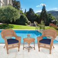 thumbnail image 2 of Jeco 3 Piece Resin Wicker Patio Conversation Set in Honey and Blue, 2 of 10